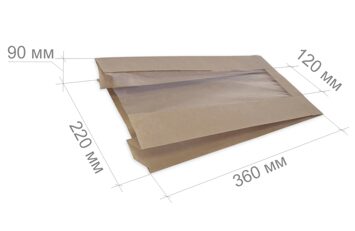 Крафт пакеты с окном 360x220(120)x90
